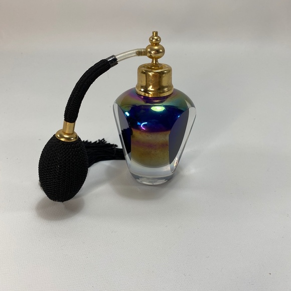 Vtg Royal Limited Cobalt Crystal Perfume Atomizer Bottle Iridescence Tassel - Picture 3 of 16